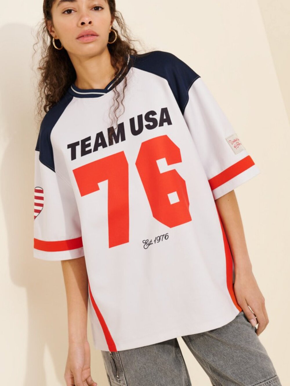 The Wild Collective USA Color Blocked Jersey Sporty Game Day Top Streetwear XL